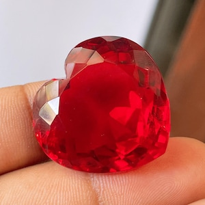 Flawless Natural Mozambique Red Ruby 60.55 Ct Heart Cut Certified Loose Gemstone Vivid Red Luxury Collector Fine Jewelry Stone