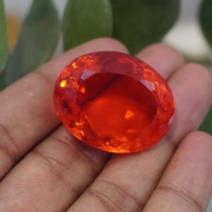 120 Ct Natural Mexican Fire Opal Red Orange Oval Cut Certified Loose Gemstone AAA Collector Stone