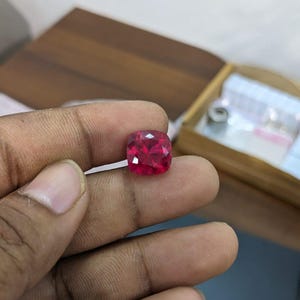 Certified 9.57 Ct Natural Burma Pigeon Blood Red Ruby Cushion Cut Loose Gemstone