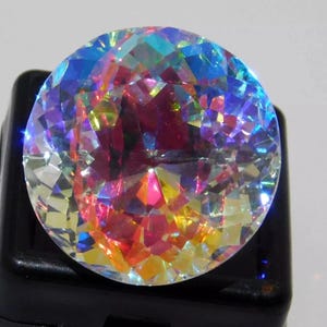 50 Ct Natural Mystic Topaz Round Cut Rainbow Multicolor Faceted Loose Gemstone, Vibrant Colorful Topaz, Large Statement Gem