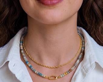 Perlen Halskette, Edelstein Candy Halskette mit Karabiner Verschluss, Edelstein Perlen Choker, Muttertagsgeschenk, lustige Sommer Halskette für Sie