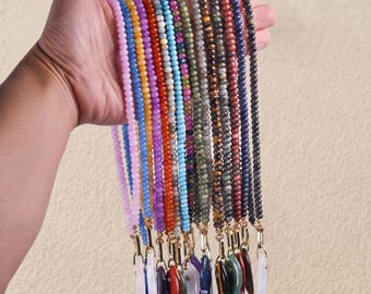 Collar de piedras preciosas naturales con colgante de pez, dije de cuentas, collar colorido, collar llamativo, collar minimalista de verano para la playa.