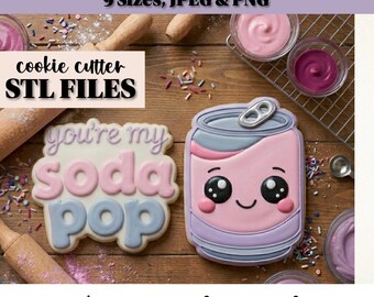 Juego de cortadores de galletas "You're My Soda Pop" (STL, descarga digital, 9 tamaños)