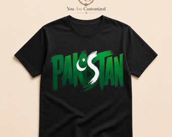 Pakistan Brushstroke T-shirt, Groen Halve Maan Ster Grafisch T-shirt, Pakistaans Trots Shirt