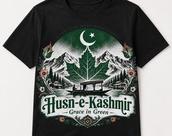 Husn-e-Kashmir Pakistan T-shirt, Kashmir Heritage Graphic Tee, Pakistaanse Onafhankelijkheidsdag Shirt