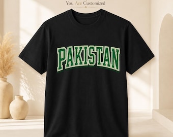Pakistan Varsity T-shirt, Groen Crème College Graphic Tee, Shirt om Pakistaanse trots te tonen