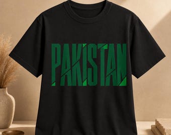 Modern Pakistan T-shirt, groen geometrisch T-shirt met logo, T-shirt om je Pakistaanse trots te tonen