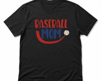 Baseball Mom Graphic Tee, Bold Red Blue Ball Shirt, Custom Color Sports Gift