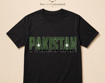 Pakistan Block T-shirt, groen T-shirt met verweerde vlagprint, T-shirt om je Pakistaanse trots te tonen