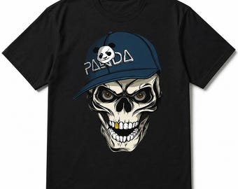 T-shirt Skull Panda Cap, katoenen streetwear hiphop-shirt