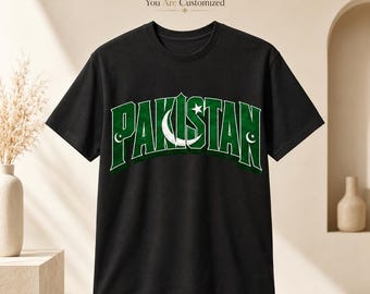Pakistaans studenten-T-shirt, groen T-shirt met halve maan en ster, shirt om Pakistaanse trots te tonen