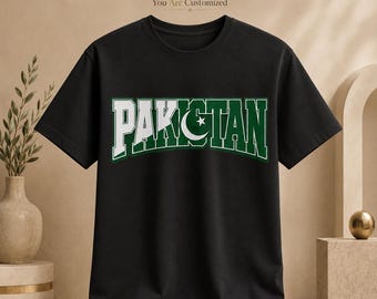 T-shirt met Pakistaanse vlag, groen-wit T-shirt met halve maan en ster, symbool van Pakistaanse trots.