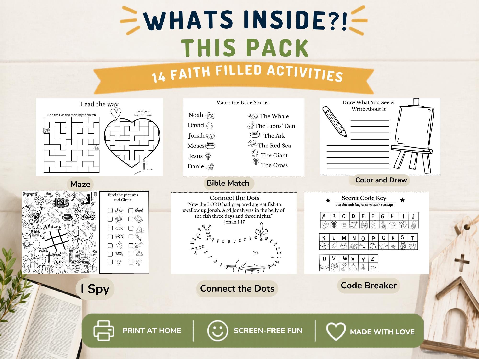 While You Wait at Church Activity Pack for Kids | Bible Quiet Book ...