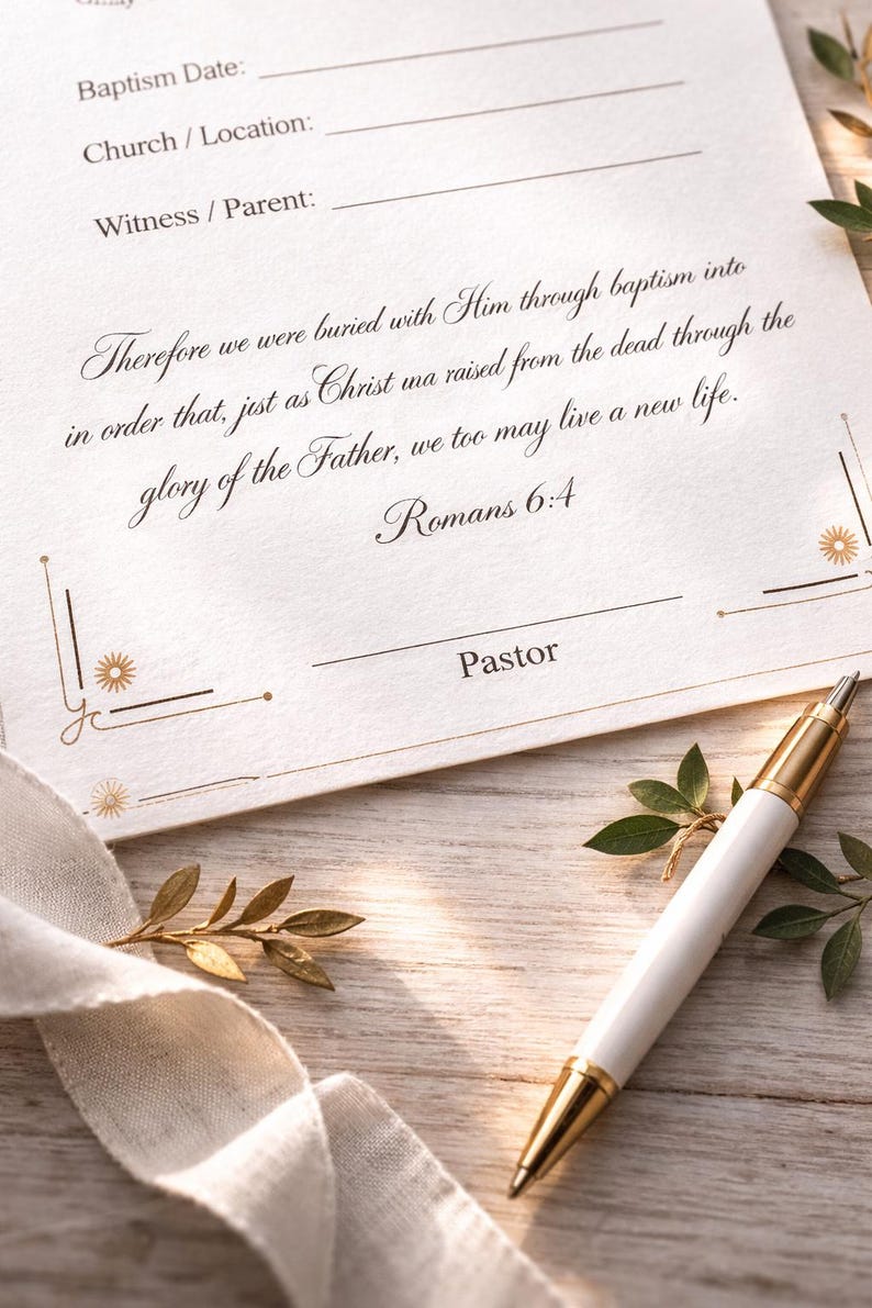 Printable Baptism Certificate | Christian Faith Keepsake (digital ...