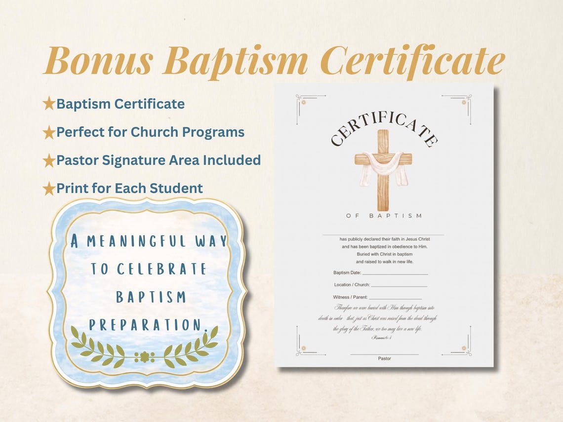 Baptism Class for Kids Printable | Church Baptism Curriculum | Baptism ...