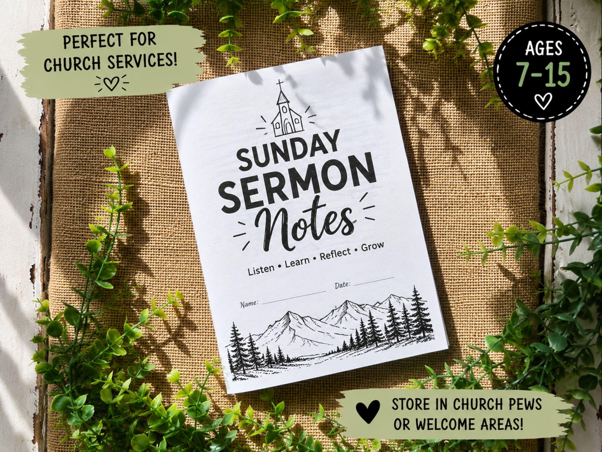 Sunday Sermon Notes for Kids & Teens | Printable Church Journal | Faith ...