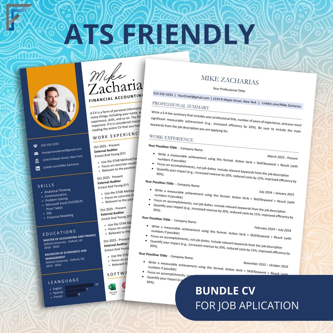 Professional Accountant Resume Template, ATS Friendly CV, Editable ...