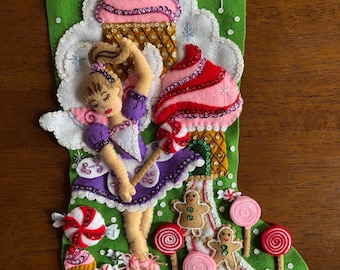 Handmade Bucilla Felt Christmas Stocking: Sugarland Fairy Stocking