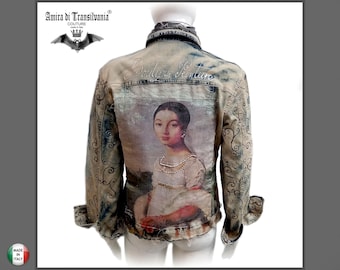 Chaqueta de alta costura, ropa de lujo a la moda con estampado gráfico, blazer bordado de diseñador, cárdigan vaquero