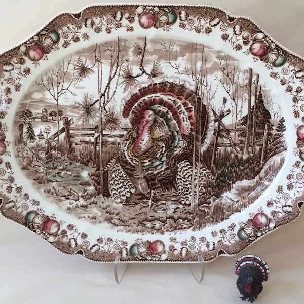 Johnson Brothers Turkey Platter ~~ His Majesty ~~ English Transfer ~~ 20" x 15 1/2"