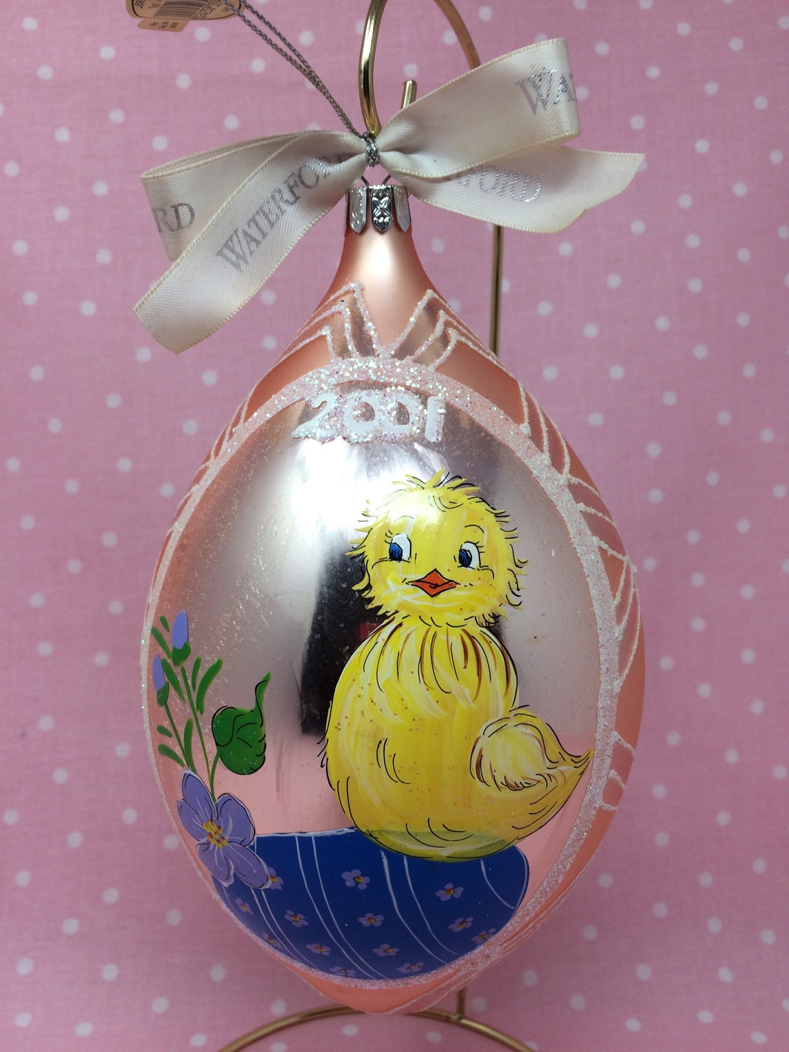 Waterford Easter Egg Ornament Extra Large Pink Ornament Etsy
