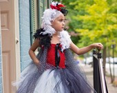 Cruella Deville Costume, Halloween tutu dress , Villain costume, Girls Costumes