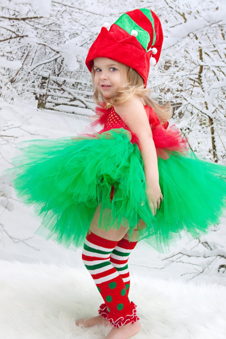 Kids Baby Girls Christmas Elf Costume Halter Tutu Dress Romper Xmas Jumpsuit Set