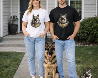 Deutscher Schäferhund T-Shirt, Vintage Hundeillustrations-Grafik-T-Shirt