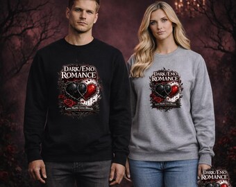Dark Emo Romance Sweatshirt, Gothic Herz Grafik Unisex Pullover