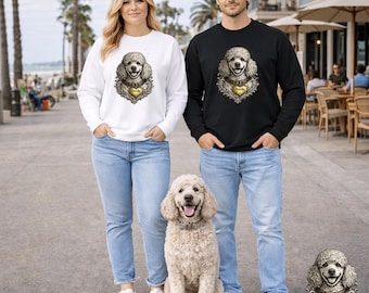 Pudel Tinte Portrait Sweatshirt Hunde Illustration Pullover Crewneck Geschenk