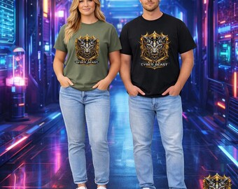 Elite Cyber Wolf T-Shirt Futuristisches Cyberpunk-Gamer-Grafik-T-Shirt