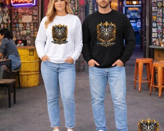 Elite Cyber Wolf Sweatshirt futuristische Cyberpunk Gamer Streetwear Grafik Rundhalsausschnitt