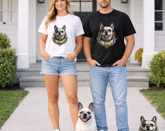 Französische Bulldogge T-Shirt Vintage Hundeporträt Frenchie Liebhaber Graphic Tee