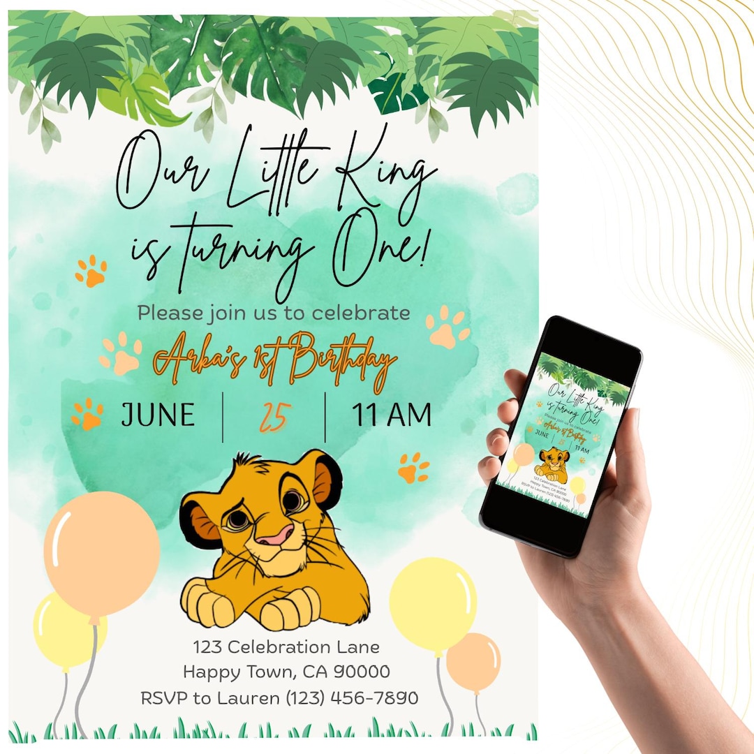 Kings Invite Lion King Birthday Party Invitation, Personalized Lion King Invite ...