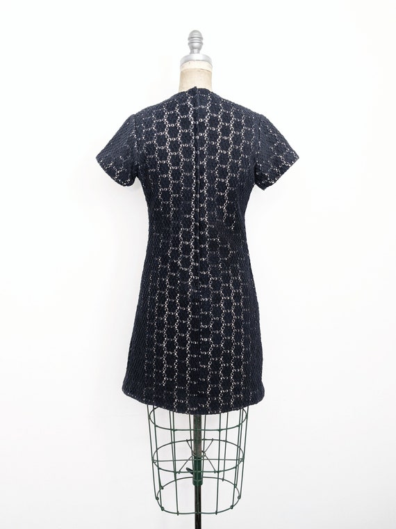 Vintage 1960s Crochet Lace Dress Navy Lace Dress … - image 5