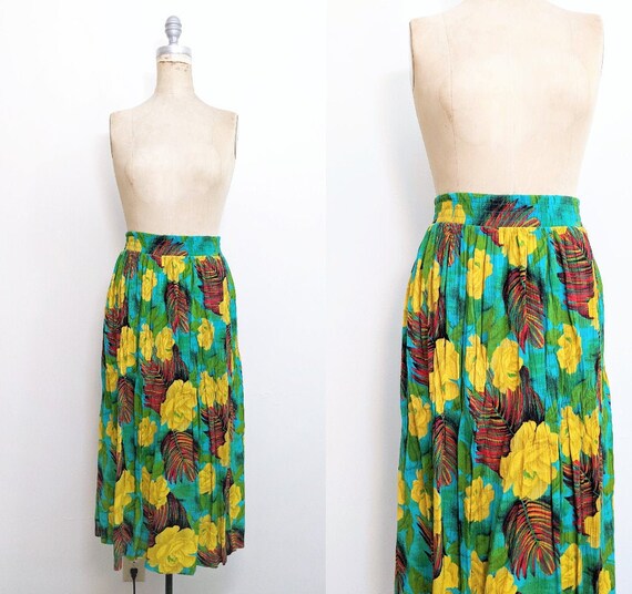 Vintage Floral Midi Skirt 90s Floral Midi Skirt Ha