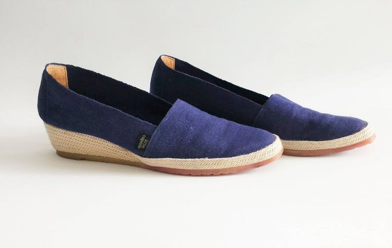 Vintage Espadrille Wedges Navy Blue Wedges Navy Blue | Etsy