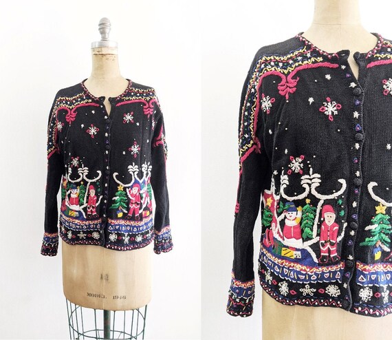 Vintage Christmas Sweater Applique Christmas Sweat