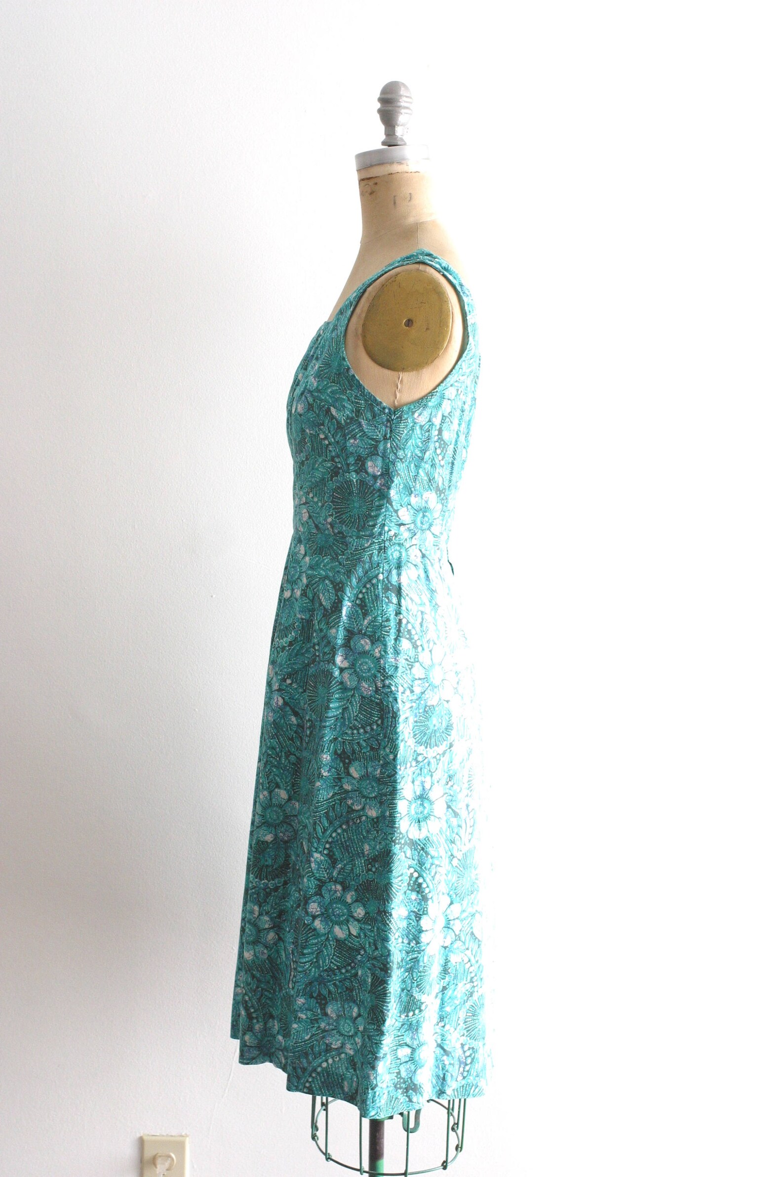 Vintage 1950s Teal Floral Sundress 50s Sundress Teal Sundress | Etsy