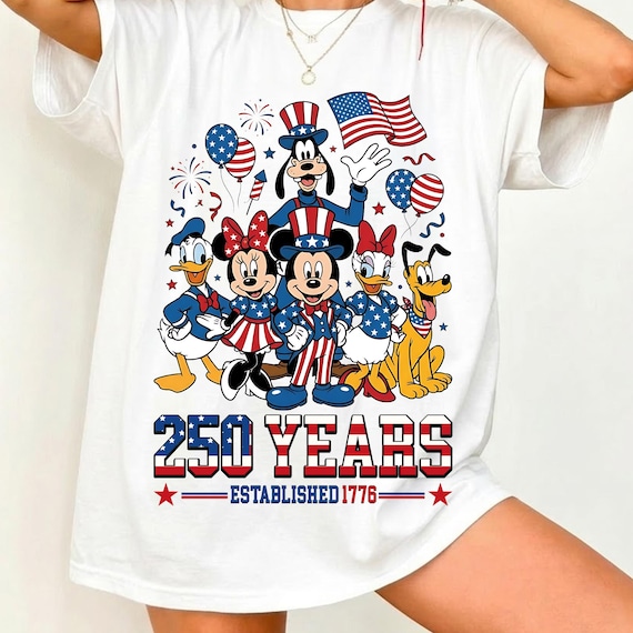 4th of july png, American Freedom Png, Mickey & friends Png, Mickey and friends Patriotic design png, 250 Years Shirt Png, Freedom Design