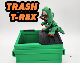 Juguete antiestrés de escritorio impreso en 3D con forma de T-Rex de basura