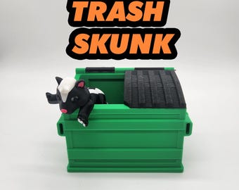 Juguete de escritorio impreso en 3D con forma de mofeta de basura