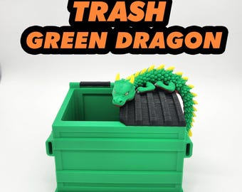 Juguete de escritorio con impresión 3D de dragón verde basura
