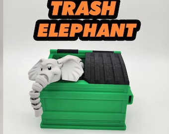 Juguete de escritorio con diseño de elefante de basura impreso en 3D