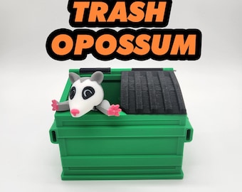 Juguete de escritorio impreso en 3D con forma de zarigüeya de la basura