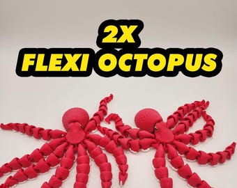 Juego de 2 juguetes con modelos de pulpo flexible impresos en 3D