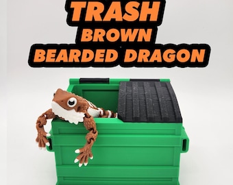 Juguete de escritorio impreso en 3D de dragón barbudo marrón basura