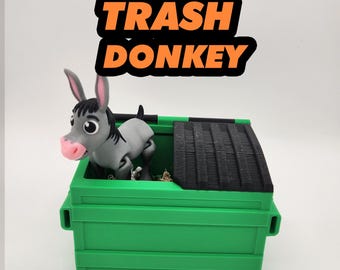Juguete de escritorio impreso en 3D con forma de burro de basura