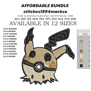 Poké Ball Pokémon Mimikyu download digitale ricamo ricamo