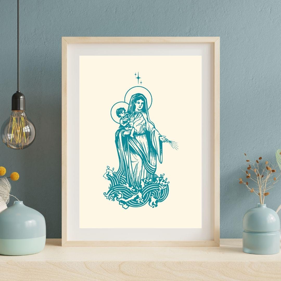 Stella Maris Our Lady Star of the Sea Print - Minimalist Virgin Mary ...